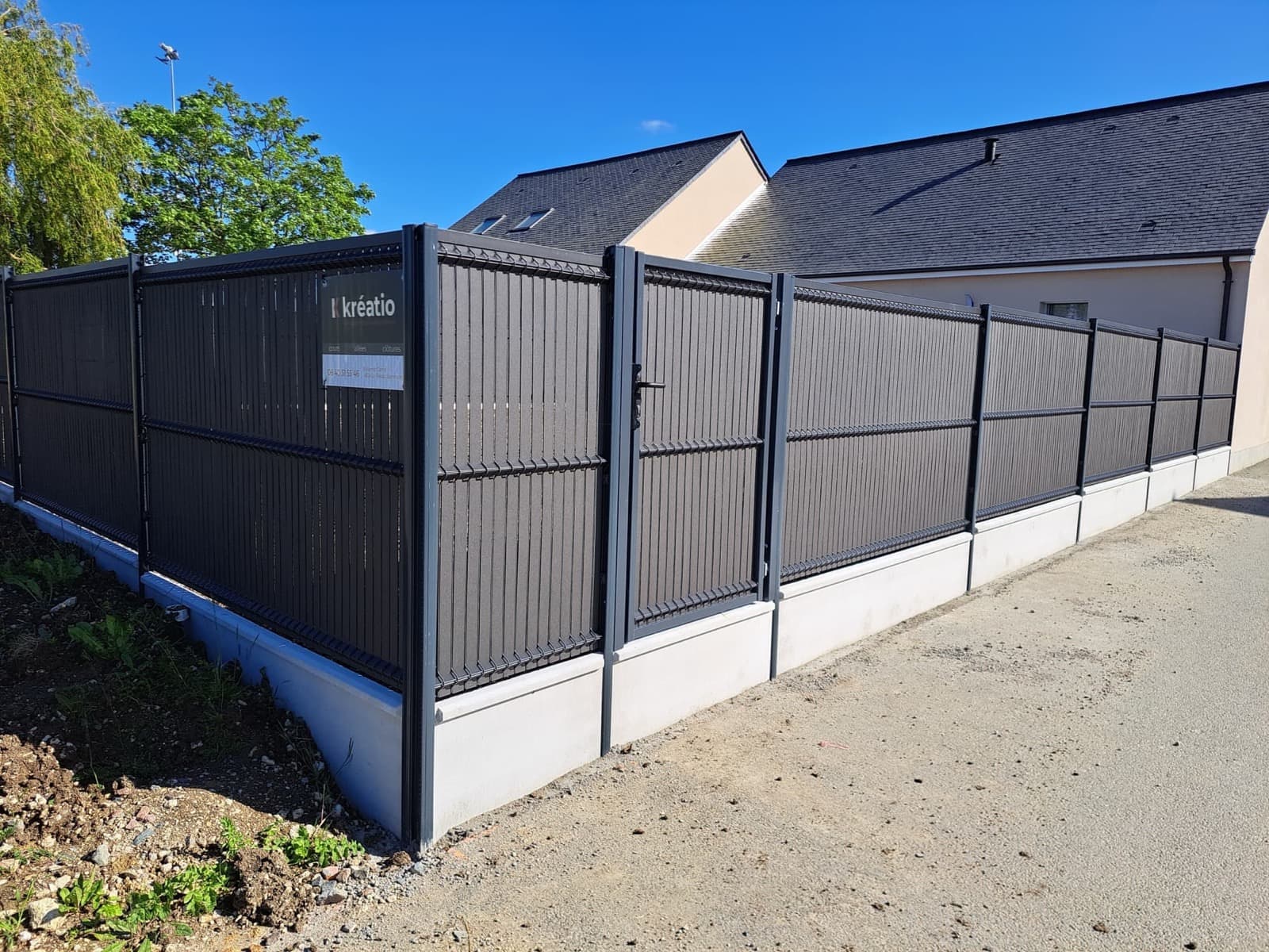 Clôture Panneaux Rigides avec Occultants Composite